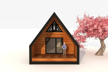 Каркасный дом «A-frame 2» площадью 60 м2, одноэтажный, с мансардой