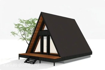 Каркасный дом «A-frame 1» площадью 38 м2, одноэтажный, с мансардой