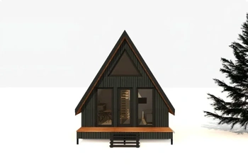 Каркасный дом «A-frame на 2 семьи» площадью 53 м2, одноэтажный, с мансардой